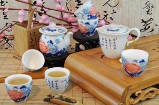景德镇8头青花牡丹陶瓷茶具 传承千年的东方雅韵，